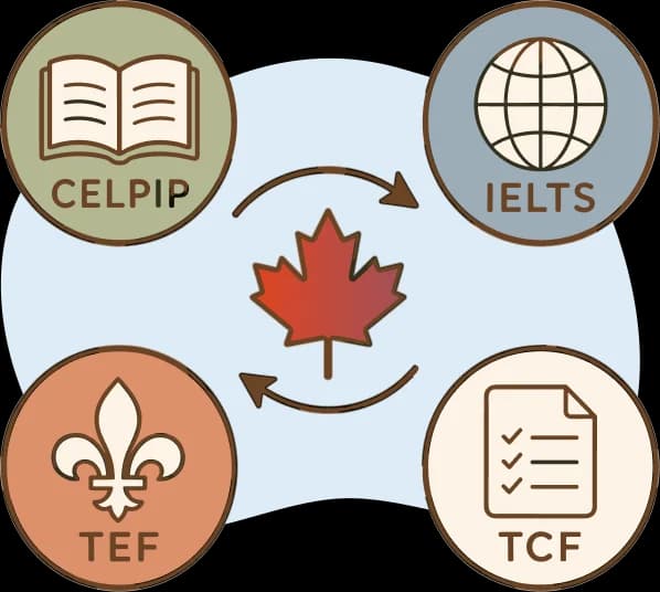 CELPIP, IELTS, TEF and TCF tests converting to the CLB scale